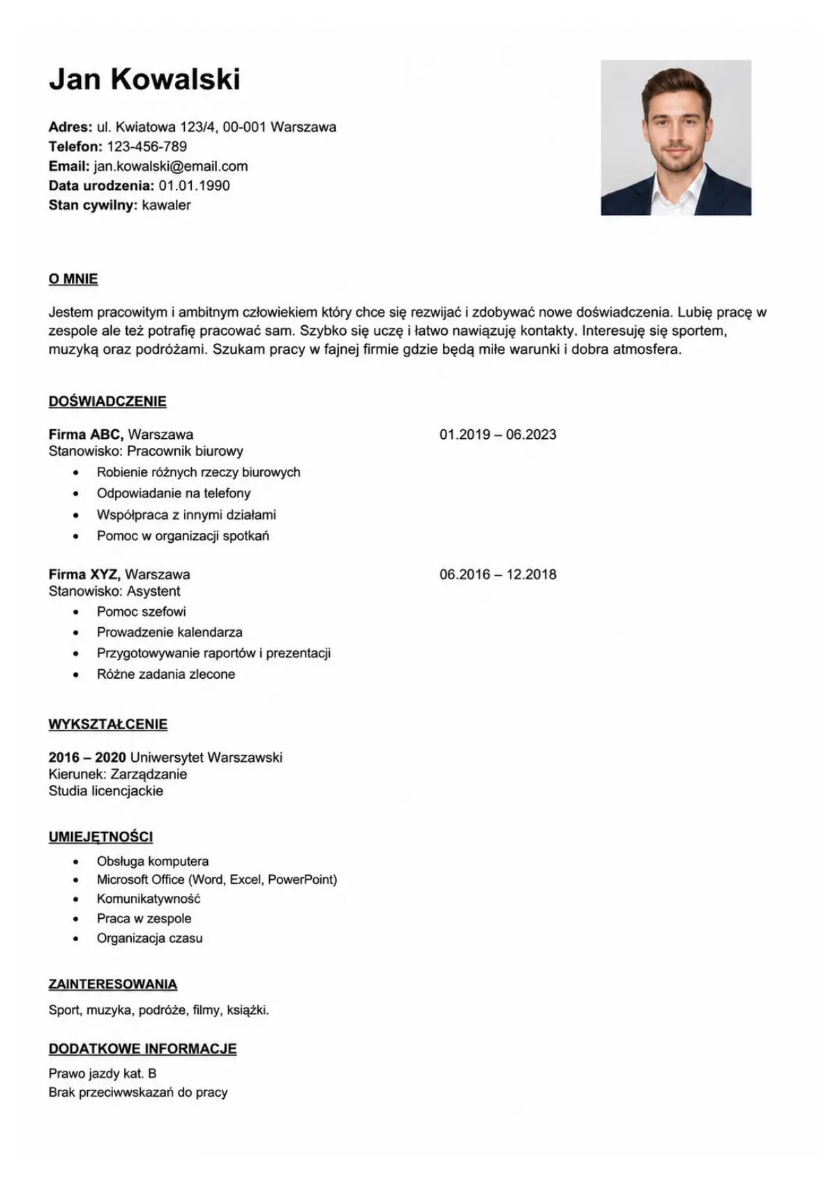 Zwykłe CV